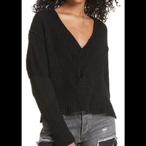 NWT Free People Black Twist Front Sweater Size S